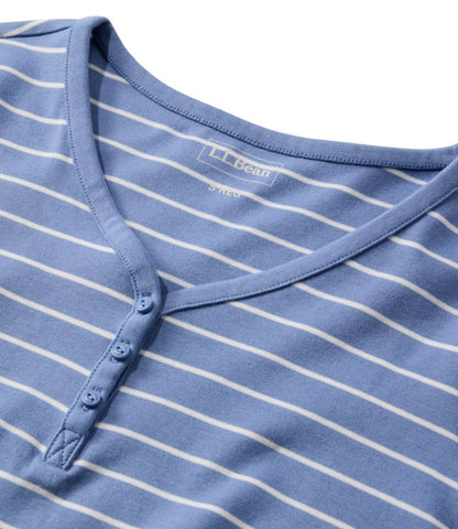 Women's L.L.Bean V-Neck Henley, Long-Sleeve Stripe - US 1445
