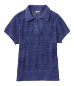 Women's Organic Cotton Slub Pointelle Sweater, Polo - US 4035