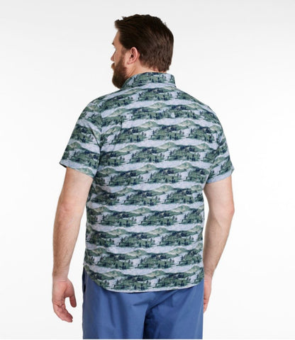 Men's Stonecoast Hemp Shirt, Short-Sleeve, Slightly Fitted Untucked Fit, Print - US 4826