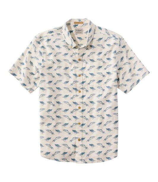 Men's Stonecoast Hemp Shirt, Short-Sleeve, Slightly Fitted Untucked Fit, Print - US 1292