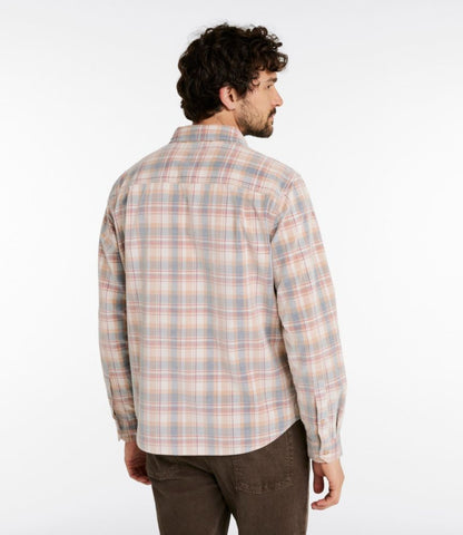 Men's Sunwashed Corduroy Shirt, Slightly Fitted Untucked Fit, Plaid - US 5131