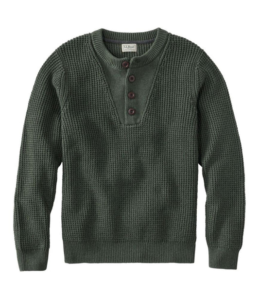 Men's L.L.Bean Organic Cotton Waffle Sweater, Henley - US 3588
