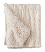 1912 Heritage Knit Faux Fur Throw, Cable - US 9888