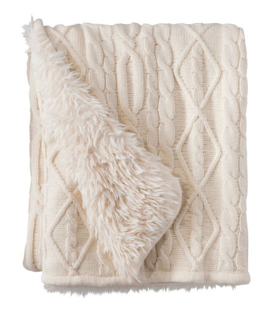 1912 Heritage Knit Faux Fur Throw, Cable - US 9888