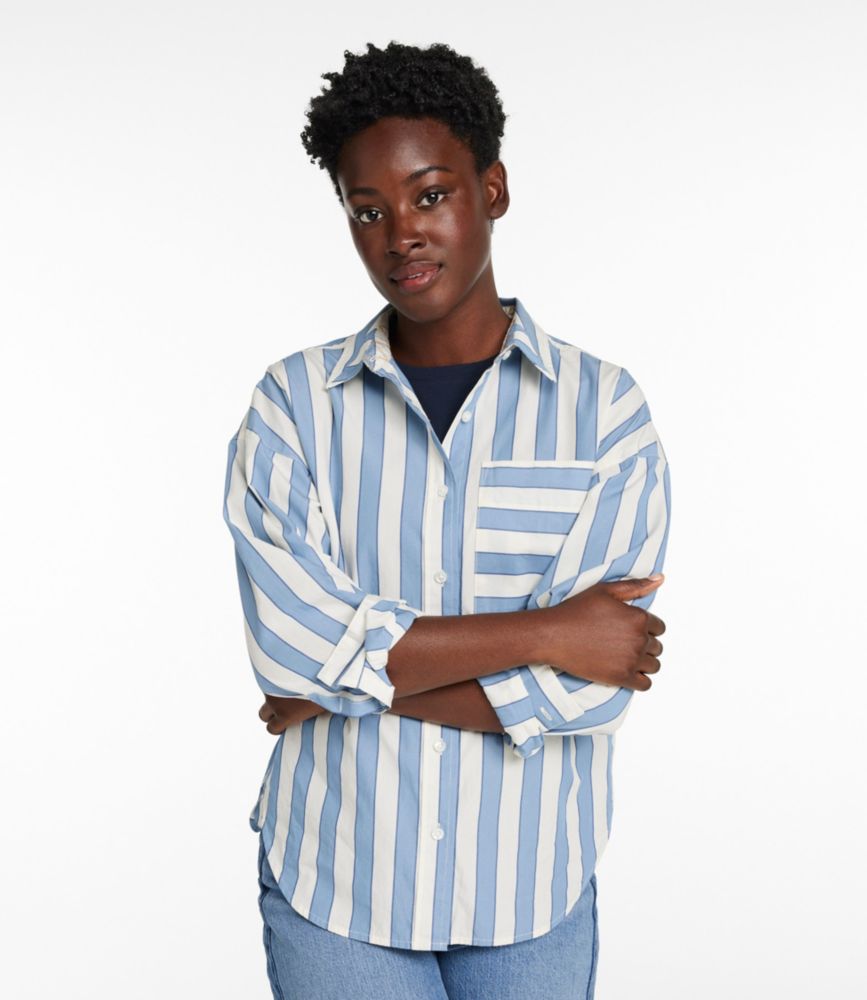 Women's Signature Premium Essential Poplin Shirt, Long-Sleeve Novelty Stripe - US 7577