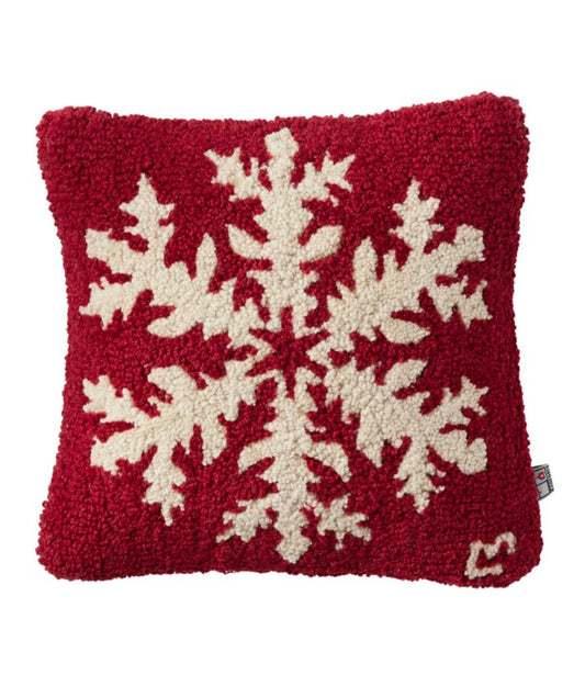 Wool Hooked Throw Pillow, Snowflake, 14" x 14" - US 8738