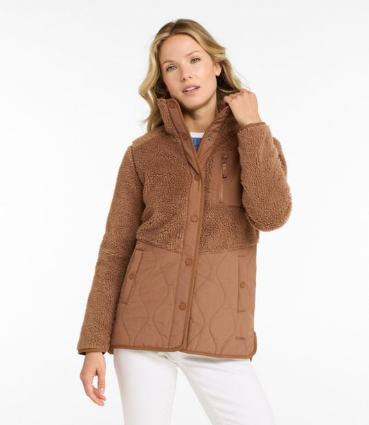 Women's Bean's Mixed Media Sherpa Fleece Jacket - US 6886