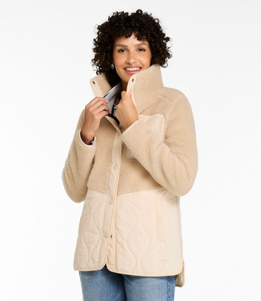 Women's Bean's Mixed Media Sherpa Fleece Jacket - US 9360