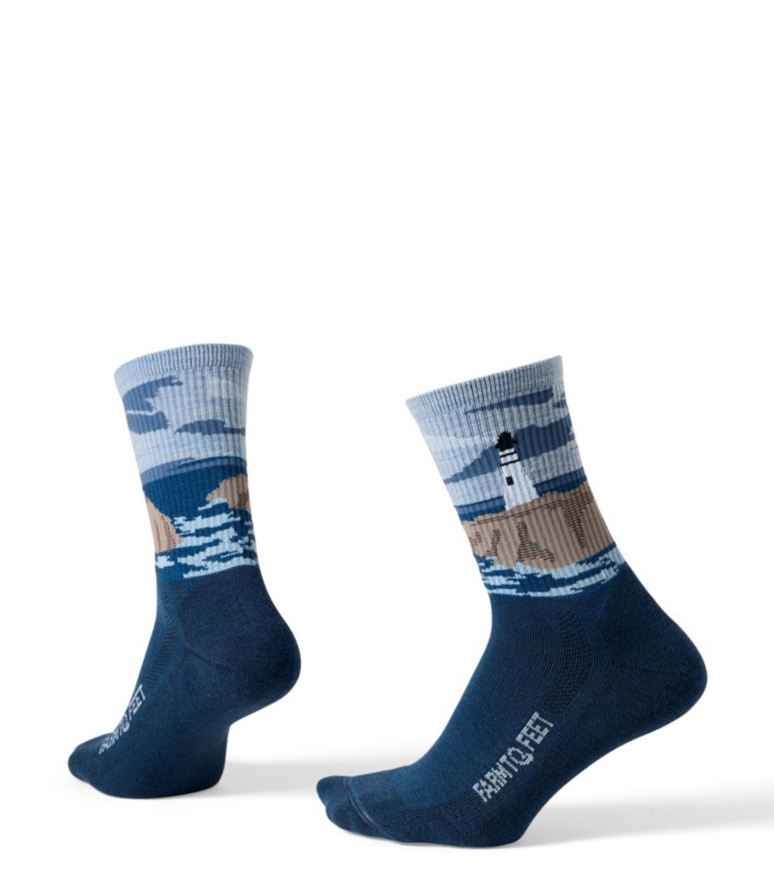 Adults' Farm to Feet Cape Headlight Lighthouse Light Cushion 3/4 Crew Socks - US 8458