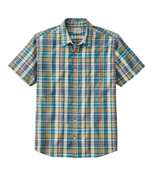 Men's Madras Shirt, Short-Sleeve, Slightly Fitted Untucked Fit - US 3749
