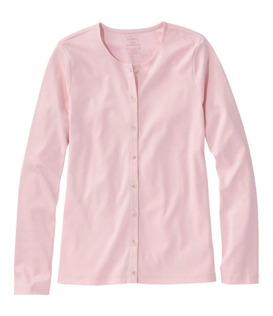 Women's Pima Cotton Tee, Long-Sleeve Crewneck Cardigan - US 4529