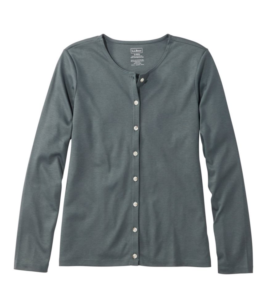 Women's Pima Cotton Tee, Long-Sleeve Crewneck Cardigan - US 0736