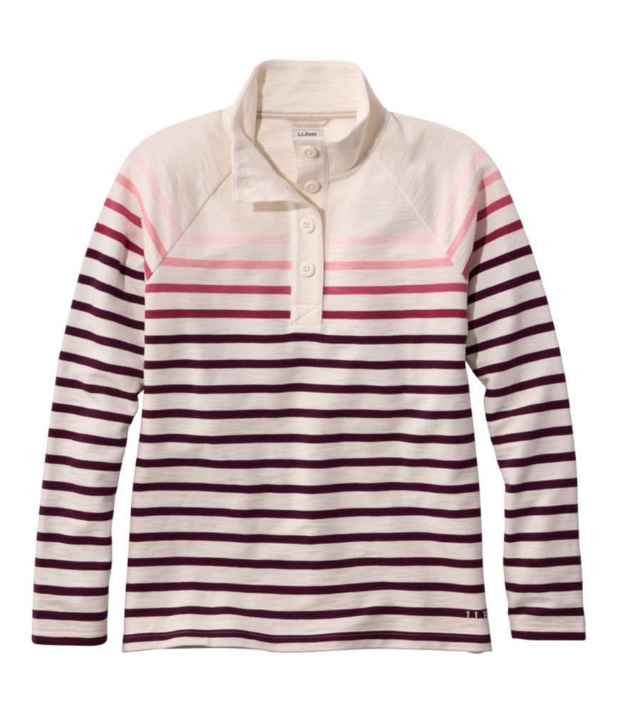 Women's Peaks Island Button Mockneck, Stripe - US 3490