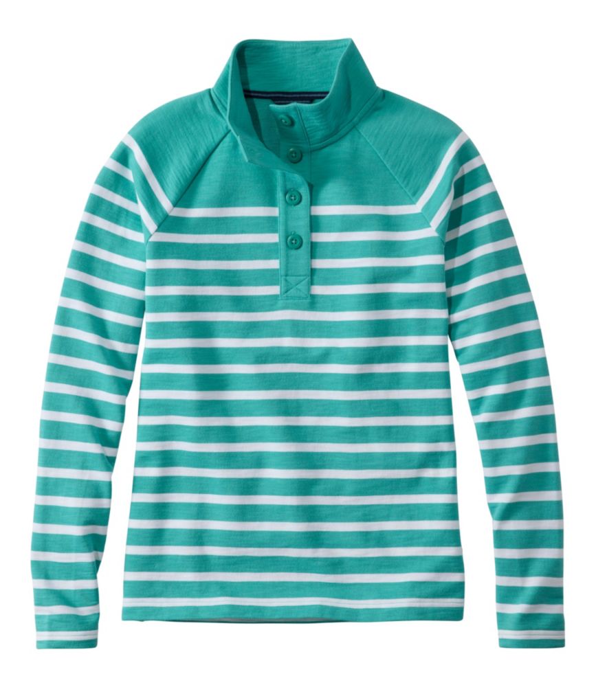 Women's Peaks Island Button Mockneck, Stripe - US 1769