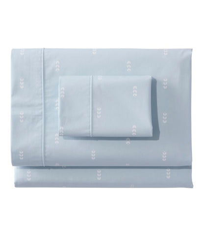 Sunwashed Percale Sheet Collection, Stamped Leaf Print - US 9891