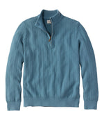 Men's Sunwashed Textured Cotton Sweater, Herringbone 1/4 Zip - US 8613