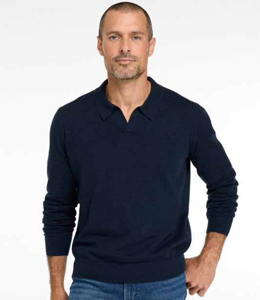 Men's All Seasons Cotton Blend Sweater, Long-Sleeve Polo - US 3791