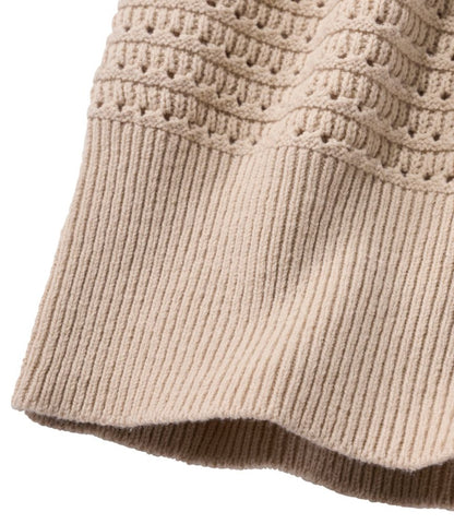 Women's Sunwashed Openwork Sweater, Short-Sleeve Henley - US 1992