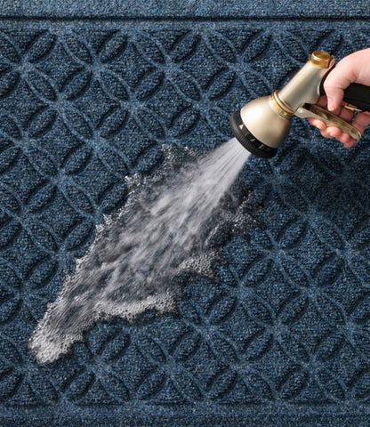 Heavyweight Recycled Waterhog Mat Runner, Geometric Rings - US 2187