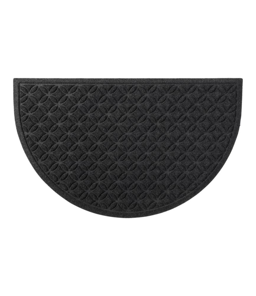 Heavyweight Recycled Waterhog Doormat, Half Round, Geometric Rings - US 7865